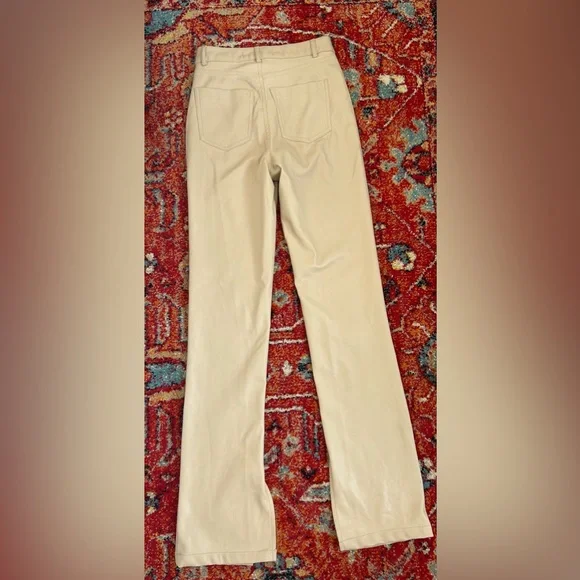 Zara faux Leather Bootcut Cream Pants - 00 - Picture 4 of 6